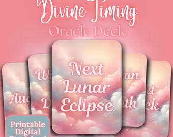 Divine Timing Oracle Deck Cosmic Time Cards, Spiritual Guidance, Future Situation Prediction Reflection Messages, Decision Tarot Printable