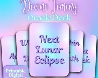 Divine Timing Oracle Deck Cosmic Time Cards, Spiritual Guidance, Future Situation Prediction Reflection Messages Holographic Tarot Printable