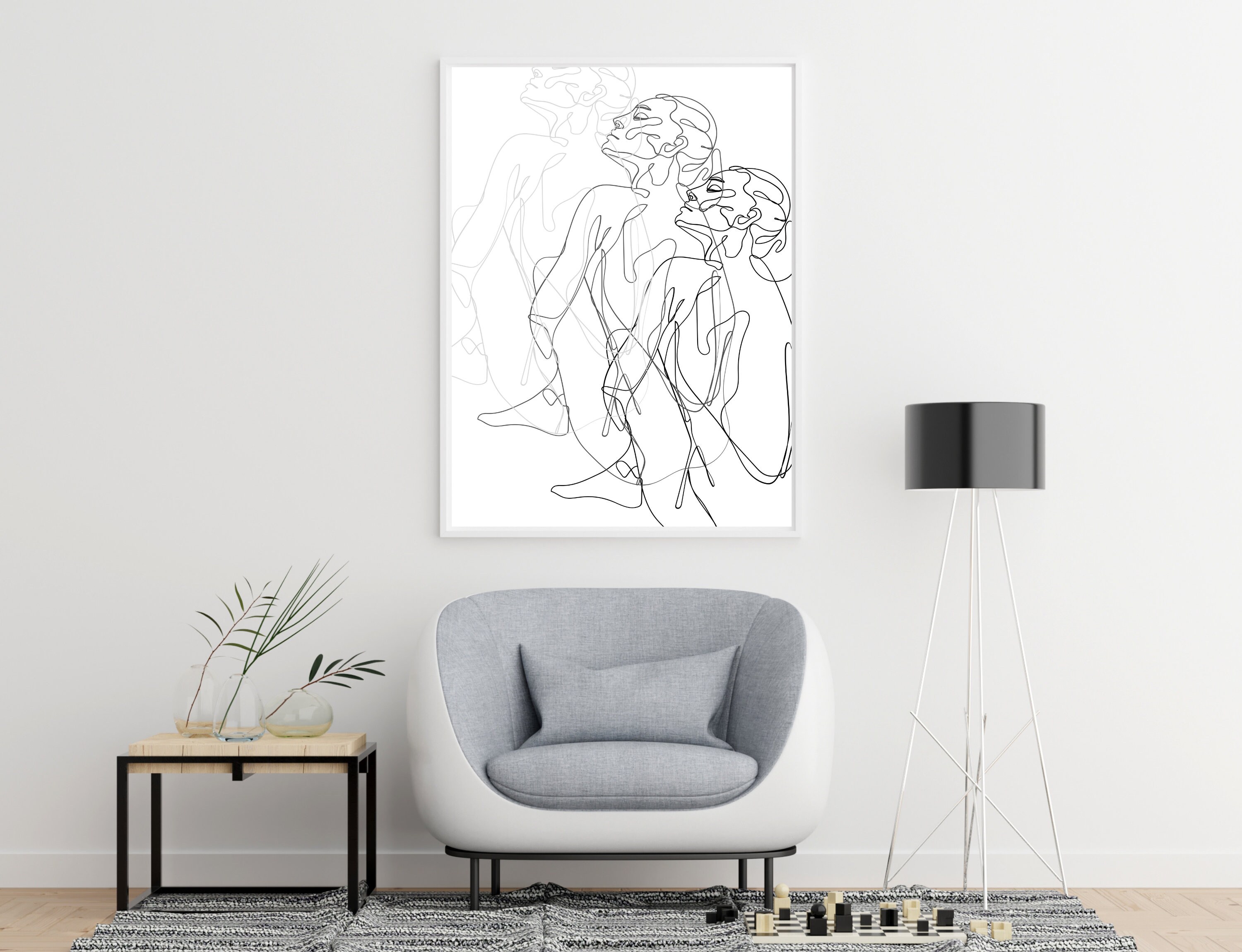 Digitale minimalistische body art print body lines art | Etsy