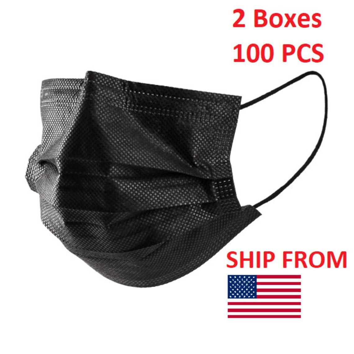 100 pcs 2 boxes Black Disposable Face Masks with 3 Layers Etsy