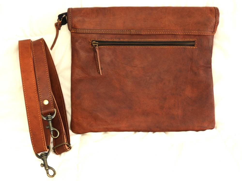 Camel Leather Cross Body Sling Messenger Bag Flapover Bag Etsy New