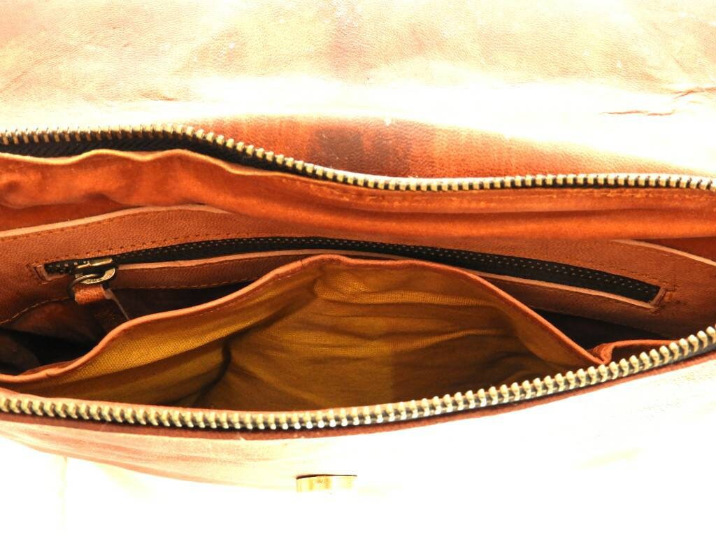 Camel Leather Cross Body Sling Messenger Bag Flapover Bag Etsy