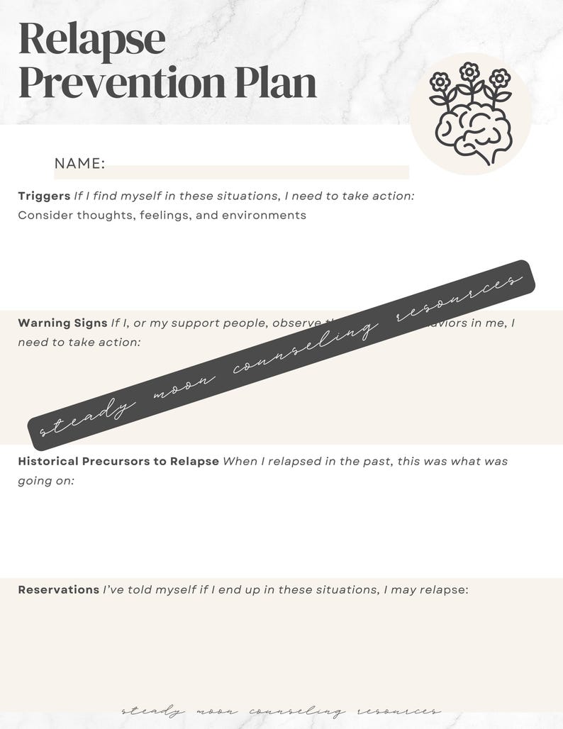 Relapse Prevention Guide Graphics Relapse Prevention Plan - Etsy