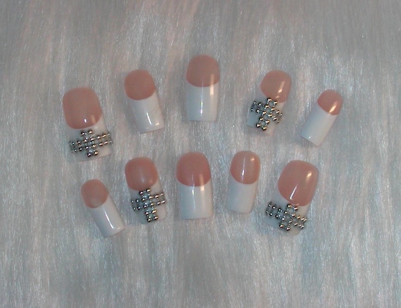 Silver Stud Cross Press on Nails