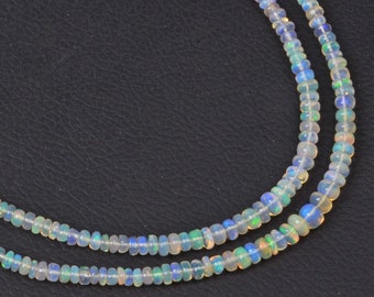 Natural Ethiopian Opal Beads, 8 Inch Strand 3-5 MM Beads, Ethiopian Opal Smooth Rondelle Shape Beads, Fire Beads, Ethiopian Opal Beads