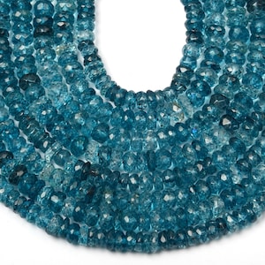 London Blue Topaz Beads, London Topaz Gemstone Beads, 13 Inches Strand 4-5 MM Beads, Topaz Faceted Rondelle Shape Beads, Wholesale Beads