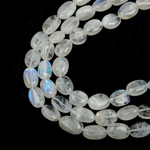 Contas de pedra da lua arco-íris AAA, contas lisas de pedra da lua arco-íris natural, contas de 13 polegadas, 7 x 9-8 x 11 mm, contas de formato oval, fabricação de joias