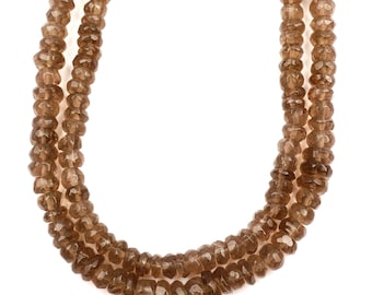 Natural Smokey Quartz Beads: Faceted Rondelle Gemstone 13 Inch Strand 6 MM Beads