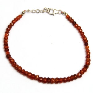 Natural Faceted Garnet Beads, 3-5 MM Beads Bracelet, 8 Inches Bracelet, Garnet Jewelry, Gift For Her, Silver Bracelet Jewelry