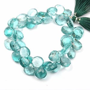 AAA Blue Quartz Beads, Blue Quartz Gemstone Beads, 8 Inch Strand, Faceted Heart Shape, Handmade Beads, Aqua Quartz Beads, Jewelry Making