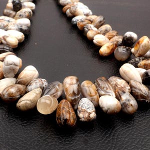 Natural Dendrite Opal Beads: Carving Teardrop Gemstone 8 Inch Strand 10-15 MM Beads