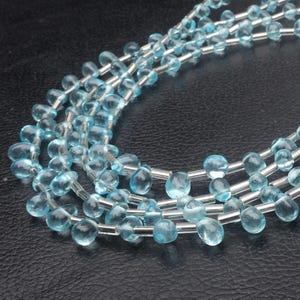 Sky Blue Topaz Beads, AAA Blue Topaz Gemstone Beads, 8 & 16 Inch Strand 6-8 MM Beads, Smooth Drop Shape Beads, Drilled Beads, Jewelry Making