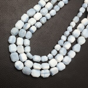 Blue Opal Beads, Natural Blue Opal Beads, 8 & 16 Inch Strand, Faceted Nugget Shape Beads, Handmade Beads, 6x8-9x11 MM Beads, Jewelry Making