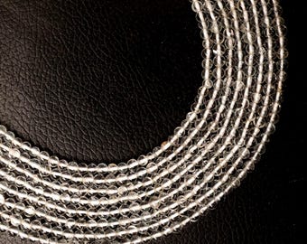 Natural Clear Quartz Beads: Smooth Round Gemstone 13 Inch Strand 3-4MM Beads Jewelry Making