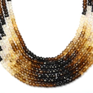 Smokey Quartz Gemstone Beads 13 Inch Strand 3 MM Quartz Rondelle  Faceted Smokey Quartz Gemstone Beads Brown Corol Your Anniversary Gifted