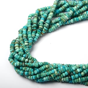 Natural Turquoise Beads: Faceted Rondelle Gemstone 8 Inch Strand 3 MM Beads