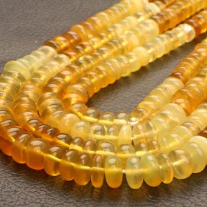 AAA Yellow Opal Beads, Yellow Shaded Opal Gemstone Beads, Smooth Rondelle Beads, Yellow Opal 16 Inch Strand, Wholesale Beads, Jewelry Making