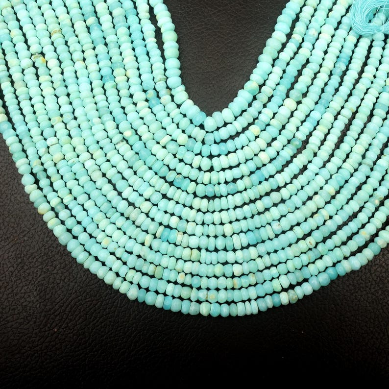 Cuentas de ópalo peruano: Gema facetada en forma de rondel, hilo de 33 ...