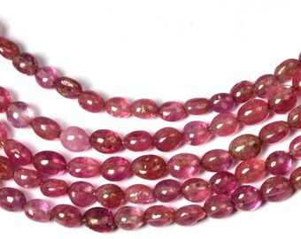 Perles Briolette Saphir Rose Naturel 6x4mm - Collier 8 Pouces, 142 Carats, Sri Lanka