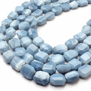 Blue Opal Beads, Natural Blue Opal Beads, 8 & 16 Inch Strand, Faceted Nugget Shape Beads, Handmade Beads, 7x8-9x11 MM Beads, Jewelry Making