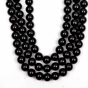 Black Onyx Beads, Natural Black Onyx Gemstone Beads, 16 Inch Strand 8 MM Beads, Smooth Round Beads, Healing Energy Beads, Jewelry Making
