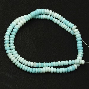 Sky Blue Opal Beads, Blue Shaded Opal Gemstone Beads, 13 Inch Strand 4-6 MM Beads, Smooth Rondelle Beads, Wholesale Beads, Jewelry Making
