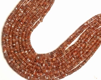 Natural Chocolate Moonstone Beads: Faceted Rondelle Gemstone 13 Inch Strand 3-4 MM Beads