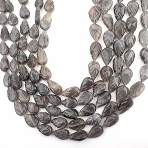 Gray Moonstone Beads, Natural Gray Moonstone Beads, 13 Inch Strand 8x12-10x16 MM Beads, Carving Pear Shape, Wholesale Beads, Jewelry Making