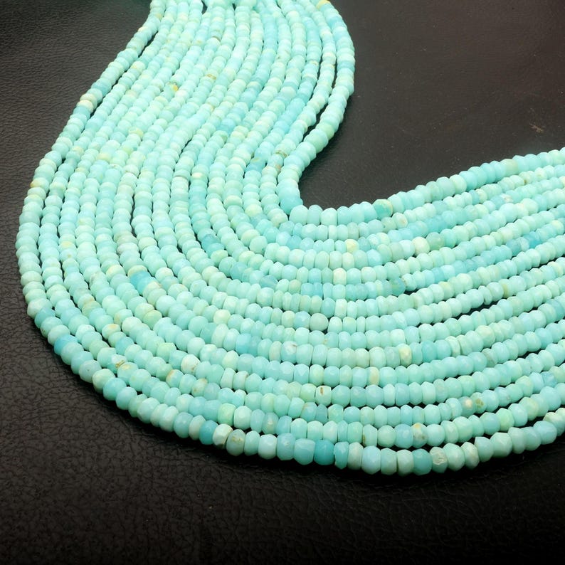 Cuentas de ópalo peruano: Gema facetada en forma de rondel, hilo de 33 ...