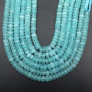 Aqua Chalcedony Beads, Natural Aqua Chalcedony Gemstone Beads, 8 Inch Strand, Aqua Chalcedony Faceted Rondelle Shape Beads, Jewelry Making