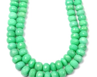 Natural Chrysoprase Beads: Faceted Rondelle Gemstone 8 & 16 Inch Strand 6-8 MM Beads