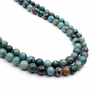 Chrysocolla Gemstone Beads: 5-6mm Smooth Round Strand