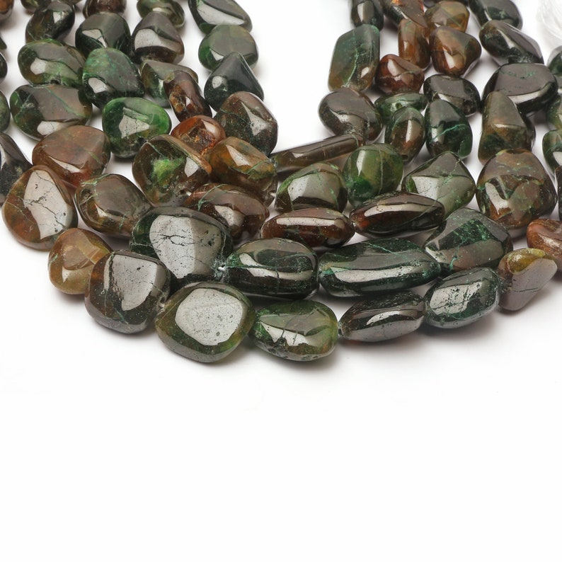 Natural Bloodstone Beads Genuine Bloodstone Gemstone Beads 8 Inch Strand Green Bloodstone Smooth Beads Nugget Shape Beads Beads image 3