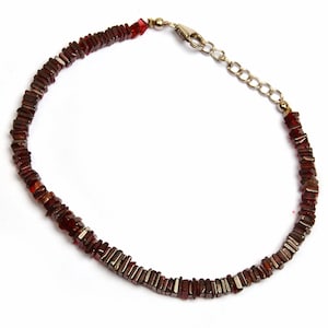 Garnet Bracelet, Natural Garnet Bracelet, 8 Inches Bracelet, Garnet Jewelry, Gift For Her, 925 Silver Lock Bracelet, Red Garnet Bracelet