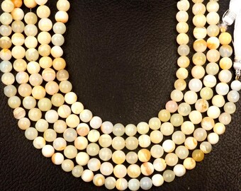 Natural White Opal Beads: Smooth Round Gemstone 8 Inch Strand 5-7 MM Beads