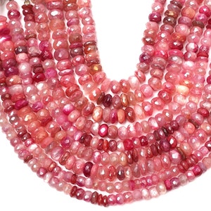 Perline di pietra di luna rosa / Perline di pietra preziosa di luna / Perline rondelle sfaccettate di pietra di luna / Filo di pietra di luna da 8 pollici / Creazione di gioielli / Perlina forata