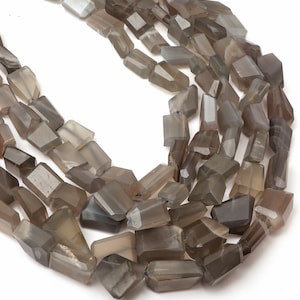 Gray Moonstone Beads, Natural Gray Moonstone Gemstone Beads, 8 & 16 Inch Strand, Faceted Tumble Shape Beads, Handmade Beads, Jewelry Making