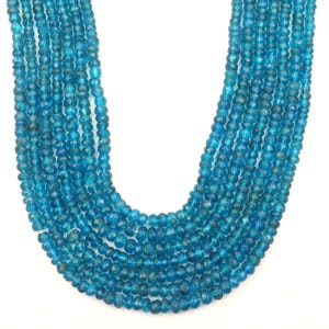 AAA Blue Apatite Beads, Natural Apatite Gemstone Beads, Faceted Rondelle Beads, 16 Inch Strand 3-5 MM Beads, Wholesale Beads, Jewelry Making