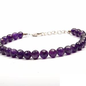 Natural Amethyst Beaded bracelet, Amethyst handmade bracelet, 6-7 mm Round beads, Amethyst jewelry beaded bracelet, Moms Gifts, Christmas,