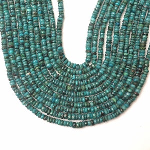 Natural Chrysocolla Beads, Chrysocolla Gemstone Beads, 13 Inches Strand 4-5MM Beads, Faceted Rondelle Beads, Wholesale Beads, Jewelry Making