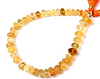 Natural Citrine Beads: Faceted Rondell Gemstone 8 Inch Strand 6-8 MM Beads Jewelry Making