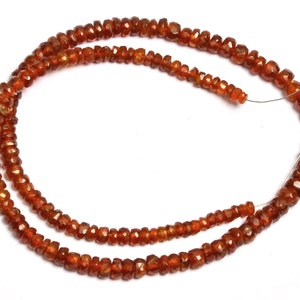 Hessonite Garnet Beads, Natural Hessonite Garnet Gemstone Beads, 8 Inch Strand 3-6 MM Beads, Faceted Rondelle Shape Beads, Making Jewelry