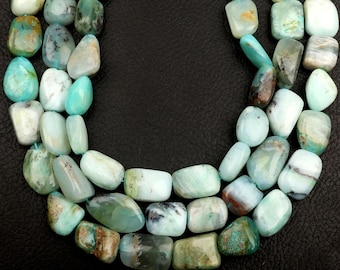 Natural Peruvian Opal Beads: Smooth Nugget Gemstone 13 Inch Strand 10X15-11X18 MM