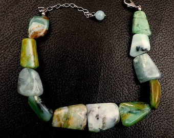 Peruvian Opal Bracelet: 925 Silver Lock 8 Inch Length 8x14-12x20 MM Beads