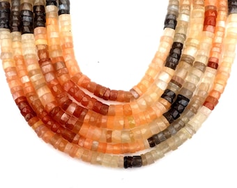 Natural Multi Moonstone Beads: Faceted Heishi Shape 8 & 16 Inch Strand Gemstone