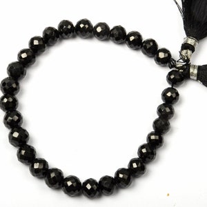 Black Spinel Beads, Natural Black Spinel Gemstone Beads, 8 Inch Strand 7-8 MM Beads, Faceted Round Shape Beads, Jewelry Beads, Semi Precious