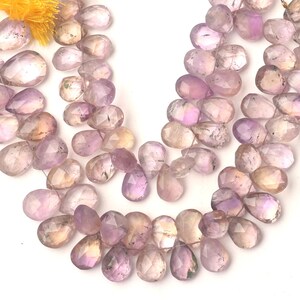 Ametrine Beads, Natural Ametrine Gemstone, 8 Inch Strand, Faceted Pear Shape, Ametrine Jewelry Beads, Gemstone Beads, Handmade Jewelry Beads