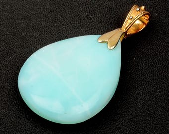 Colgante de ópalo peruano en forma de pera, plata de ley 925 (chapado en oro), ideal para fiestas.