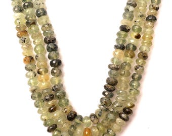 Natural Prehnite Beads: Faceted Rondelle Gemstone 8 Inch Strand 7 MM Beads Jewelry Making