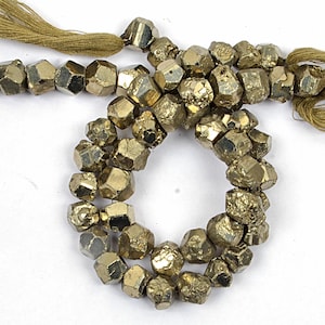 Perles de pyrite dorée : 20 cm, 10-13 mm de diamètre, perles de pierres précieuses brutes non coupées